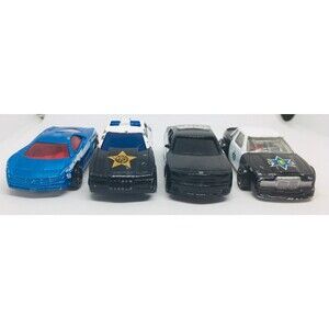 4 VTG Police Cruisers Hot Wheels Maisto Interceptor Shows Wear Read Description